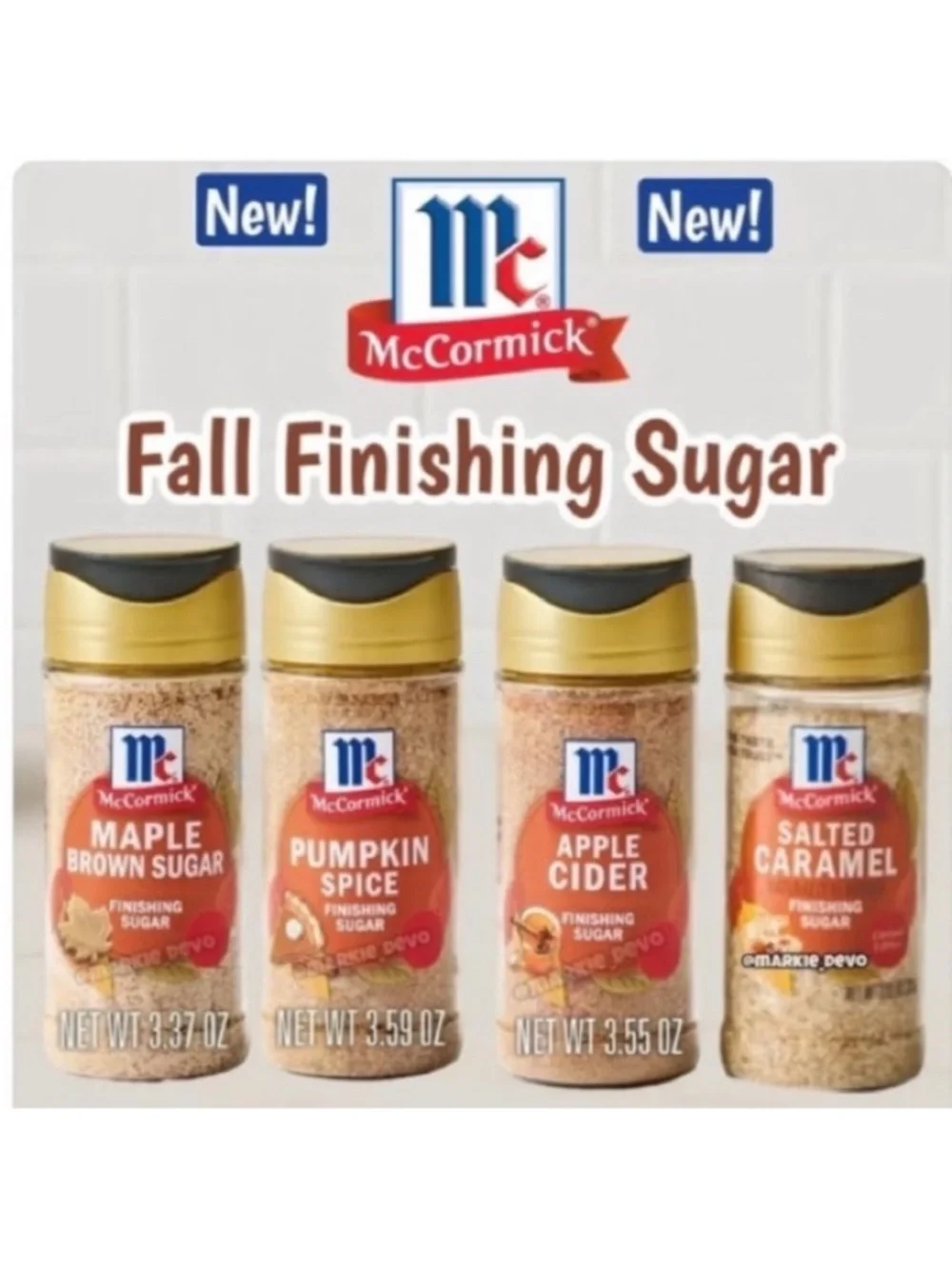 McCormick Finishing Sugar Fall Set Apple Caramel Pumpkin Spice Maple NWT